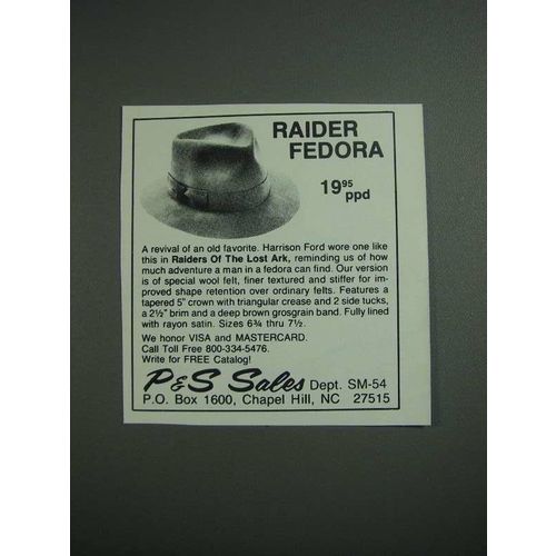 1984 P&S Sales Raider Fedora Ad