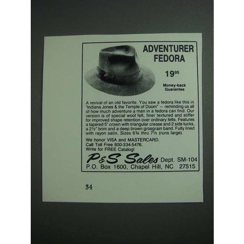 1984 P&S Sales Adventurer Fedora Ad