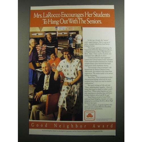 1991 State Farm Insurance Ad - Mrs. LaRocco Encourages her students to hang out