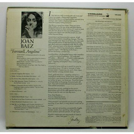 Joan Baez ‎– Farewell, Angelina Vinyl 12" LP VRS-9200-B 1965 USA (P3)