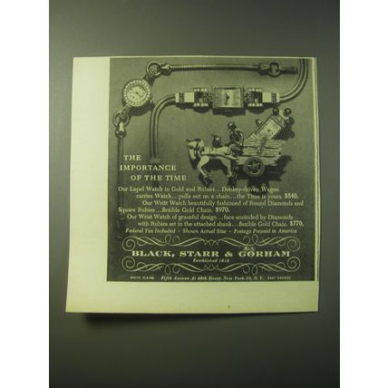 1948 Black, Starr & Gorham Ad - Donkey-Driven Wagon Lapel Watch, Wrist Watches