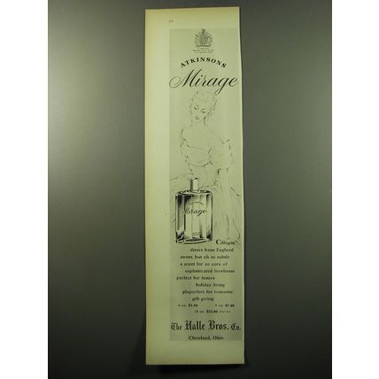 1950 Halle Bros. Atkinson's Mirage Perfume Advertisement