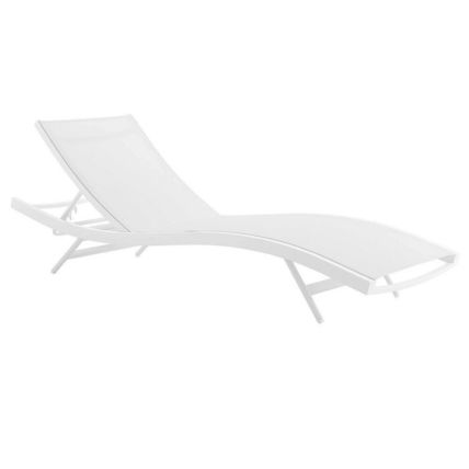 Modern Patio Chaise Lounge Chair Breathable Mesh Powder-Coated Aluminum Frame