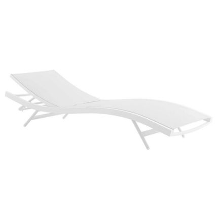 Modern Patio Chaise Lounge Chair Breathable Mesh Powder-Coated Aluminum Frame