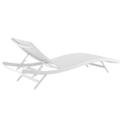 Modern Patio Chaise Lounge Chair Breathable Mesh Powder-Coated Aluminum Frame