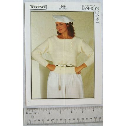 Vintage: Keynote 608 lady's sweater with band trim, 4 ply