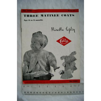 Vintage: Copley 3080 three matinee coats, 6-9 months, 2 & 3 ply fingering