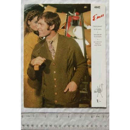 Vintage: Emu 4442 his & hers cardigans, tripleknit, 34-44 inch, 86-112 cm