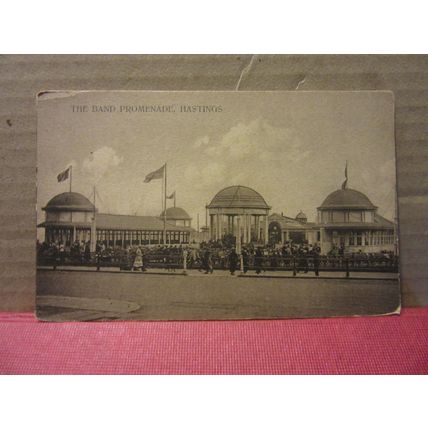 THE BANDSTAND, HASTINGS, SUSSEX. unused antique postcard =