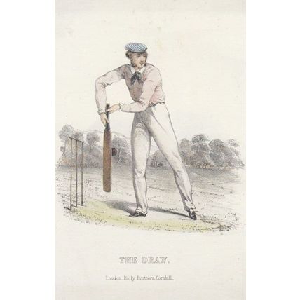 The Draw Felix Bailey Brothers 1855 Victorian Cricket Print Sussex Postcard
