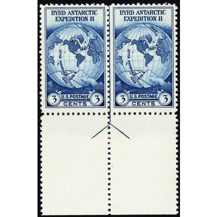 753, Unused NGAI 3¢ Byrd Vertical Line Pair .. Stuart Katz