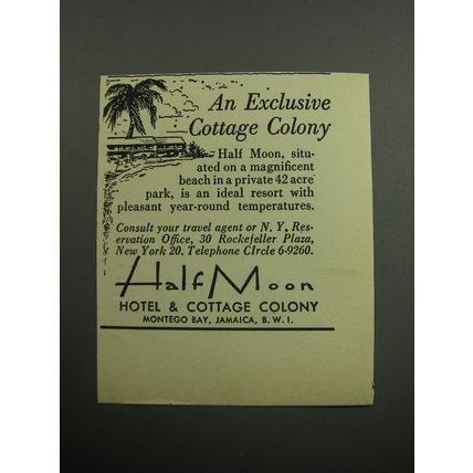 1957 Half Moon Hotel & Cottage Ad - An exclusive cottage colony