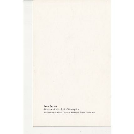 Unused Art Postcard - Portrait Of Mrs. S.B. Dissanayake - by Ivan Peries