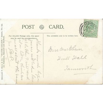 PC21945 Chesterfield Church. Bernard P. Hall. Water Colour. No 647. 1905