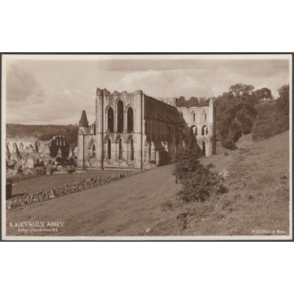 Abbey Church from NE, Rievaulx Abbey, Yorkshire, c.1930 - HMOW RP Postcard