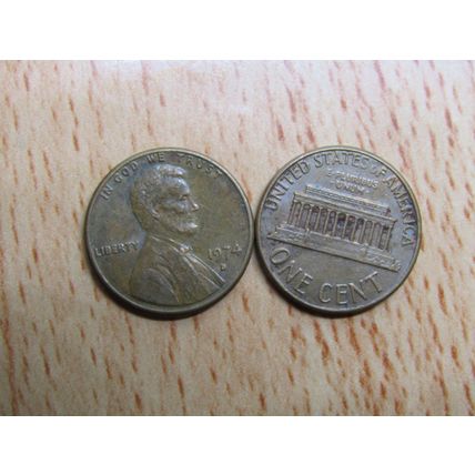 1974d USA 1 Cent Lincoln Memorial Coin
