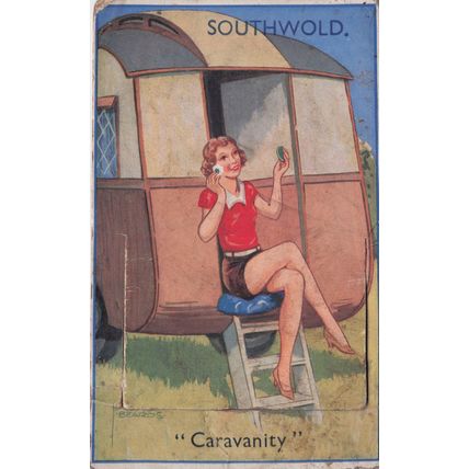 Southwold Caravan Antique But Very Aged Mailing Novelty Postcard