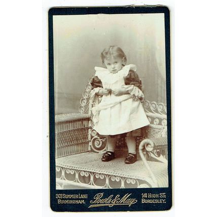 Victorian cdv photo infant standing on chair Bordesley photographer