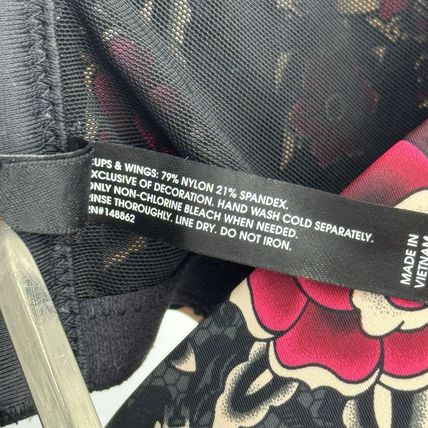 Torrid Curve Women’s 44DDD Floral Tattoo Print Bra - Black/Pink
