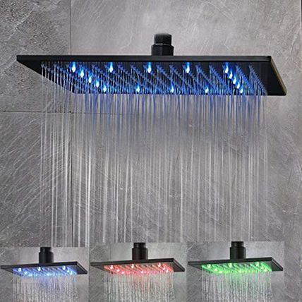 Neierthodore LED 16 Inch Square Shower Head Replacement with Rotatable Ball，Oil