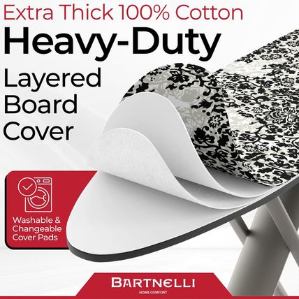 Bartnelli Pro Luxury Ironing Board - Extra Wide 62X19” Steam Iron Rest, Adjustab