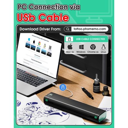 Phomemo M08F Wireless Tattoo Transfer Stencil Printer, Thermal Tattoo Machine wi