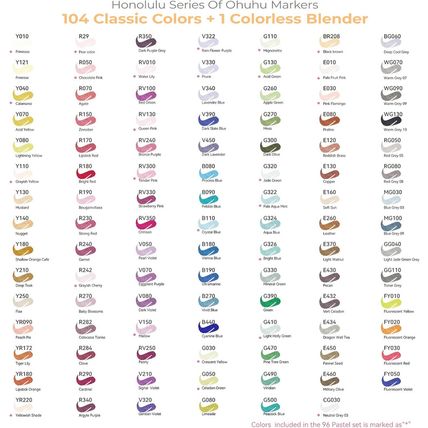 Ohuhu Alcohol Markers Brush Tip- 104-Color Double Tipped Alcohol Based Art Marke