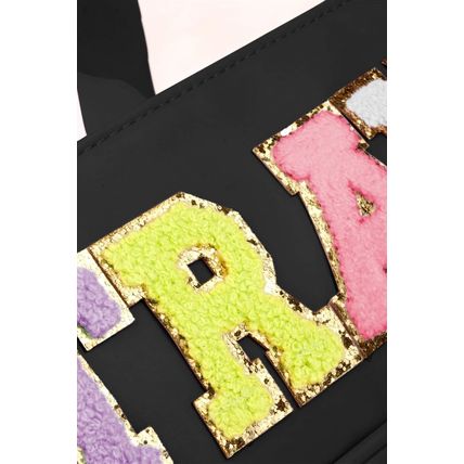 Black TRAVEL Chenille Letter Clear PVC Makeup Bag