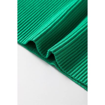 Dark Green Ribbed Criss Cross Halter Neck Sheath Sweater Tank Top