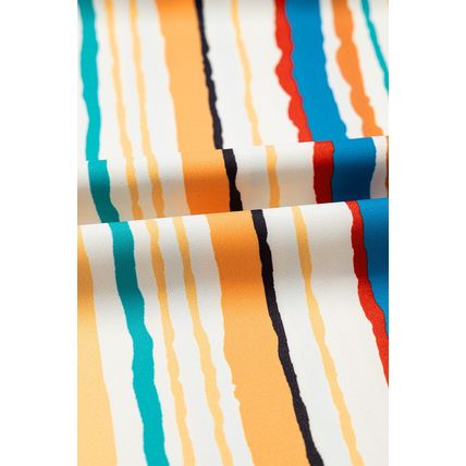 Multicolour Vibrant Stripes Printed Flutter Sleeve Babydoll Blouse