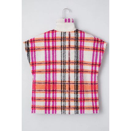 Rose Sherpa Plaid Jacket Vest