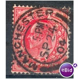 GB stamps 1902-10 KEV11 - 1d SG219 Manchester 5