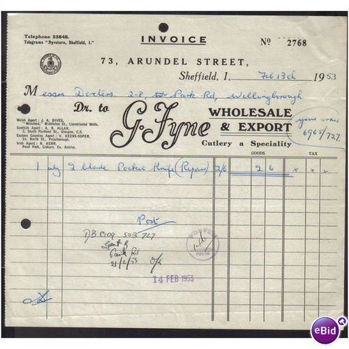G FYNE LTD,ARUNDEL ST,SHEFFIELD, 13FEB1953