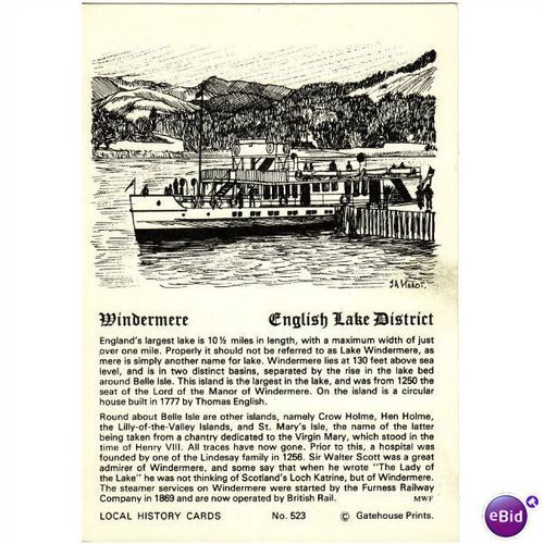 Local History Card : WINDERMERE Lake District Cumberland