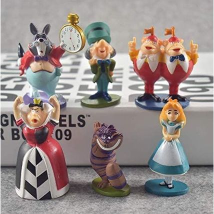 DGBJ Children 6pcs Alice in Wonderland Cake Topper Kids Play Action Figure Figur