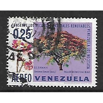 VENEZUELA 1969 NATURE CONSERVATION TREES 25c SAMANEA SAMAN SG2073 FINE USED#2