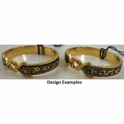 Damascene Gold Cuff Bracelet Dove of Peace design by Midas of Toledo Spain