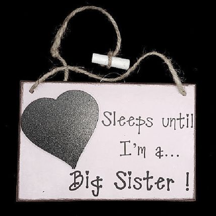 Big Sister Waiting for Baby Chalk Board Hanging Plaque