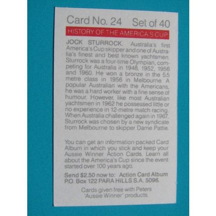 Peters Foods Australia 1987 The History of the Americas Cup Cards Choice (e25)
