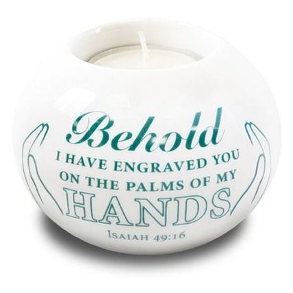 Isaiah 49:16 Tea Light Holder Bible Verse 6.5 CM Christianity Gift Faith Jesus