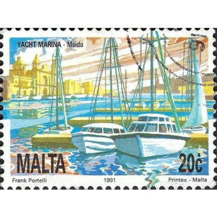 MALTA, Yacht Marina, Msida, blue 1991, 20c