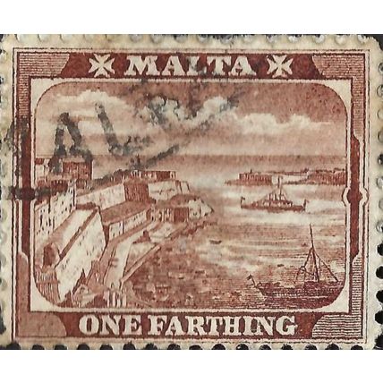 MALTA, Grand Harbour Valleta, brown 1938, ¼d, #2