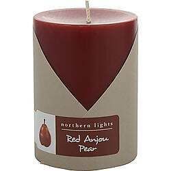 RED ANJOU PEAR by Northern Lights ONE 3X4 INCH PILLAR CANDLE. BURNS APPROX. ...