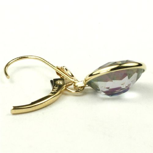 Mystic Fire Topaz, 14KY Gold Leverback Earrings, E101