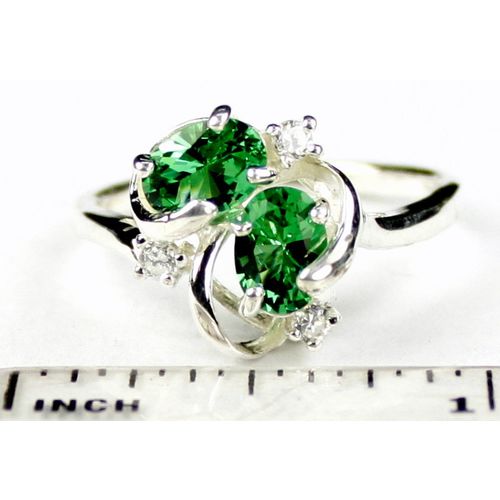 Russian Nanocrystal Emerald, 925 Sterling Silver Ladies Ring, SR016