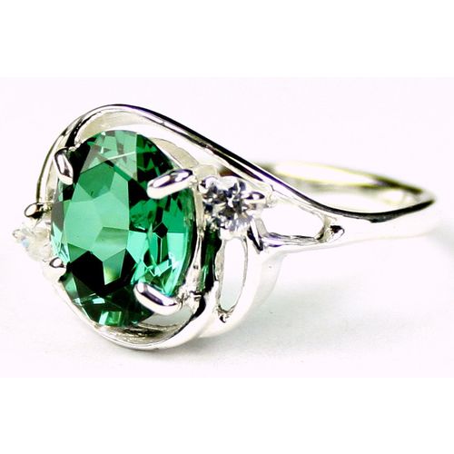 Russian Nanocrystal Emerald, 925 Sterling Silver Ladies Ring, SR021