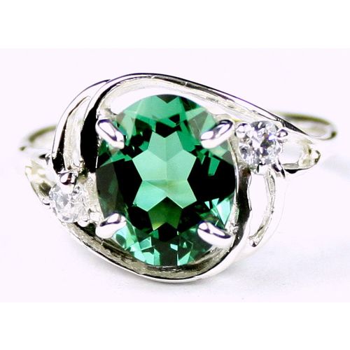 Russian Nanocrystal Emerald, 925 Sterling Silver Ladies Ring, SR021