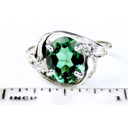 Russian Nanocrystal Emerald, 925 Sterling Silver Ladies Ring, SR021