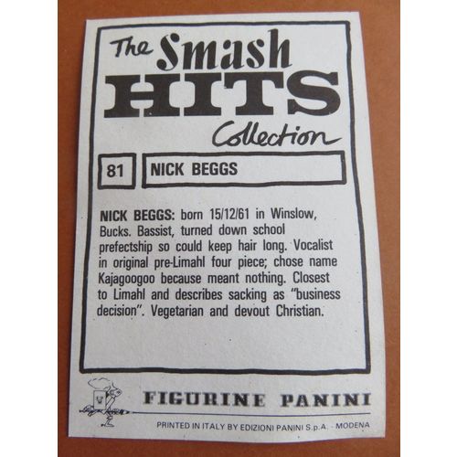 Smash Hits 1984 Panini Sticker No 81 Nick Beggs