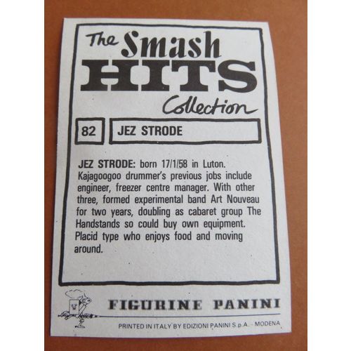 Smash Hits 1984 Panini Sticker No 82 Jez Strode